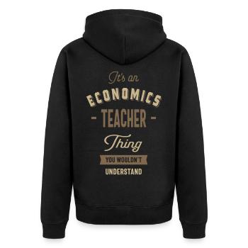 Wirtschaftslehrer-Sache - Unisex Premium Bio Zip Hoodie - Schwarz - Hinten - Nico (187cm)