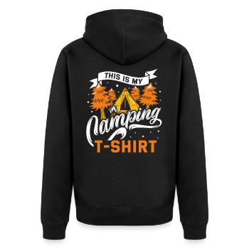 Camping Camper Zelt Lustiger Spruch Geschenk Geek - Unisex Premium Bio Zip Hoodie - Schwarz - Hinten - Nico (187cm)