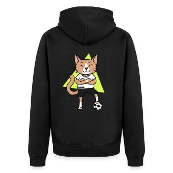 Katze Fussball Sport Cartoon Comic Kinder Geschenk - Unisex Premium Bio Zip Hoodie - Schwarz - Hinten - Nico (187cm)