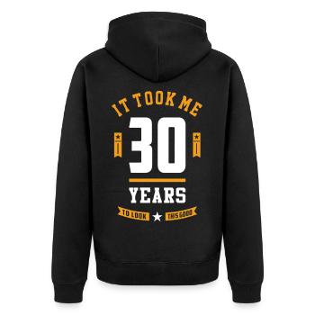 30 Jahre altes Geburtstagsgeschenk - Unisex Premium Bio Zip Hoodie - Schwarz - Hinten - Nico (187cm)