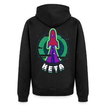 Keta Ketamin Drogen Raumschiff - Unisex Premium Bio Zip Hoodie - Schwarz - Hinten - Nico (187cm)