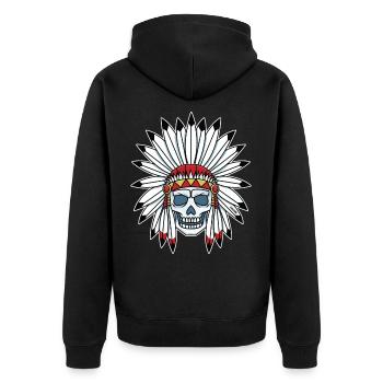 Cadeau de bijoux tête de mort indien tête de mort - Veste à capuche bio Premium Unisexe - noir - Dos - Nico (187cm)
