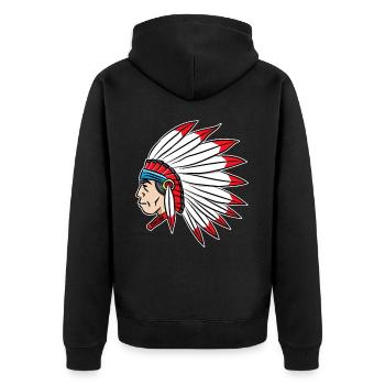 Cadeau de dessin animé de chef indien ornement plume - Veste à capuche bio Premium Unisexe - noir - Dos - Nico (187cm)