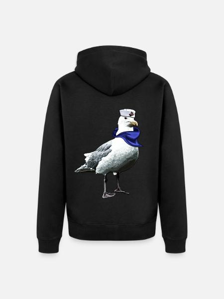 Seafarer Seagull | Yolo Artwork - Unisex Premium Organic Zip Hoodie - black