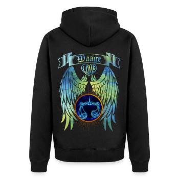 Zodiac Libra - Unisex Premium Organic Zip Hoodie - black - Back - Nico (187cm)