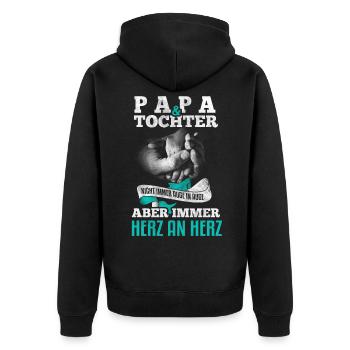 Vater und Tochter Partnerlook Vatertag Geschenk - Unisex Premium Bio Zip Hoodie - Schwarz - Hinten - Nico (187cm)