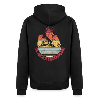 Katastrophe Vintage Retro - Unisex Premium Bio Zip Hoodie - Schwarz - Hinten - Nico (187cm)