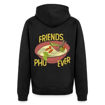 Pho Asiatisch Essen Suppe - Unisex Premium Bio Zip Hoodie - Schwarz - Hinten - Nico (187cm)