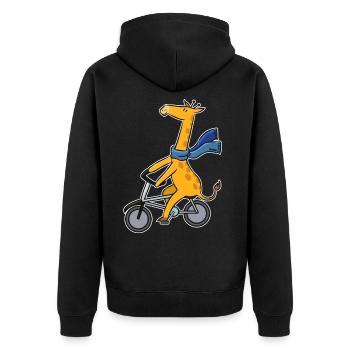 Giraffe Langhals Fahrrad Tier Tour Kinder Geschenk - Unisex Premium Bio Zip Hoodie - Schwarz - Hinten - Nico (187cm)
