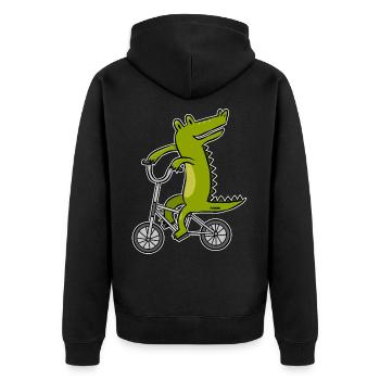 Vélo enfants crocodile alligator reptile - Veste à capuche bio Premium Unisexe - noir - Dos - Nico (187cm)