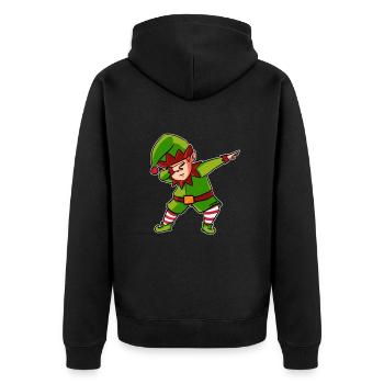 Weihnachten Elfe dabbing Wichtel Kinder Geschenk - Unisex Premium Bio Zip Hoodie - Schwarz - Hinten - Nico (187cm)