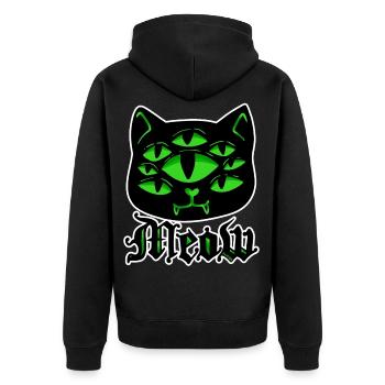 Katze Gothic Grufti Halloween Grusel Miau Geschenk - Unisex Premium Bio Zip Hoodie - Schwarz - Hinten - Nico (187cm)