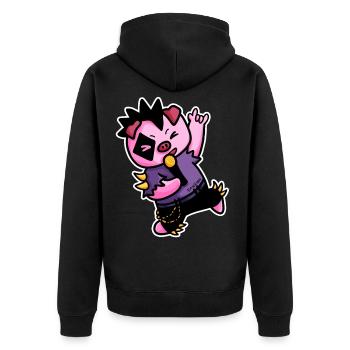 Pig Heavy Metal Music Microphone Kids Gift - Unisex Premium Organic Zip Hoodie - black - Back - Nico (187cm)