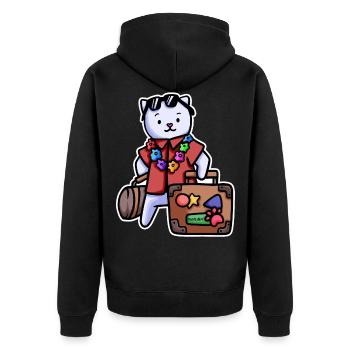 Cat vacation suitcase airport children meow gift - Unisex Premium Organic Zip Hoodie - black - Back - Nico (187cm)