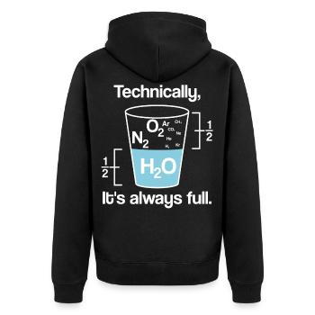 The Glass Is Always Full Of Funny Chemistry Design - Unisex Premium Organic Zip Hoodie - black - Back - Nico (187cm)