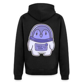 Penguin astronaut space travel space kid gift - Unisex Premium Organic Zip Hoodie - black - Back - Nico (187cm)