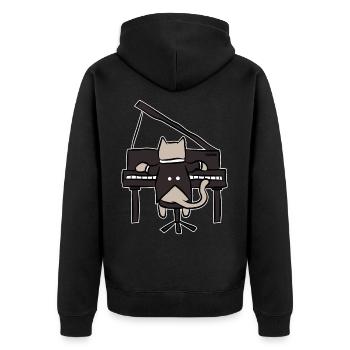 Katze Keyboard Piano Klavier Musik Kinder Geschenk - Unisex Premium Bio Zip Hoodie - Schwarz - Hinten - Nico (187cm)