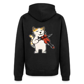Katze Violine Musik Instrument Kinder Geschenk - Unisex Premium Bio Zip Hoodie - Schwarz - Hinten - Nico (187cm)