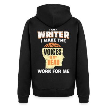 Writer Author Blogger - Unisex Premium Organic Zip Hoodie - black - Back - Nico (187cm)