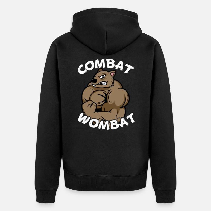 Combat Wombat Beutelsäuger - Unisex Premium Bio Zip Hoodie - Schwarz