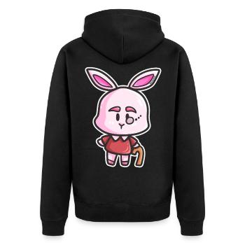 Cadeau de bande dessinée lapin retraité pension vieil homme papy - Veste à capuche bio Premium Unisexe - noir - Dos - Nico (187cm)