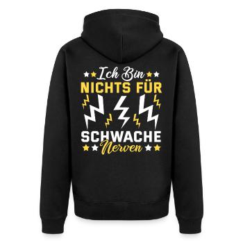 Lustiges Pubertät Nervensäge Zicke Geschenk Geek - Unisex Premium Bio Zip Hoodie - Schwarz - Hinten - Nico (187cm)