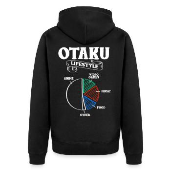Anime Otaku Funny Manga Kawaii Senpai Gift - Unisex Premium Organic Zip Hoodie - black - Back - Nico (187cm)