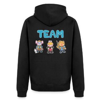 Team construction site worker mouse hare cat gift - Unisex Premium Organic Zip Hoodie - black - Back - Nico (187cm)
