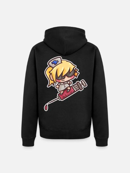 Pielęgniarka lekarz strzykawki kreskówka krew prezent - Ekologiczna rozpinana bluza z kapturem Premium unisex - czarny