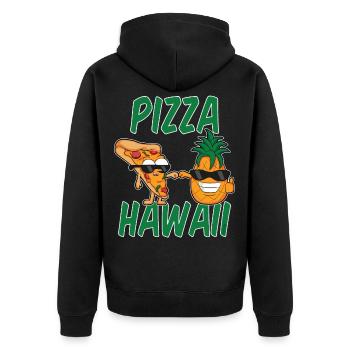 Pizza Hawaii Ananas Schinken Käse Tomate Geschenk - Unisex Premium Bio Zip Hoodie - Schwarz - Hinten - Nico (187cm)