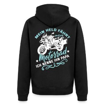 Motards père enfant motard Drôle De dicton - Veste à capuche bio Premium Unisexe - noir - Dos - Nico (187cm)