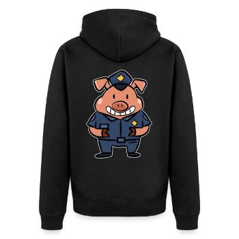 Cadeau de porc d'enfants de porcelet de sécurité de police - Veste à capuche bio Premium Unisexe - noir - Dos - Nico (187cm)