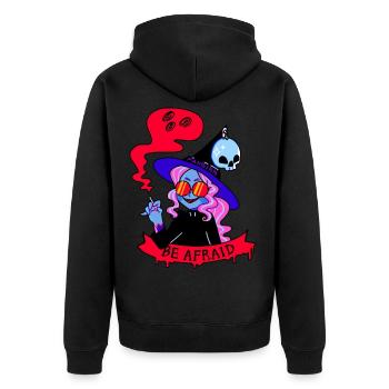 Witch Smokes Cigarette Halloween Party Gift - Unisex Premium Organic Zip Hoodie - black - Back - Nico (187cm)