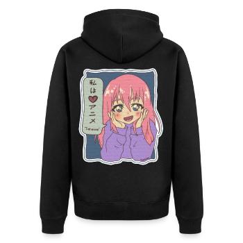 I Love Anime Japan Cartoon Film Serie Geschenk - Unisex Premium Bio Zip Hoodie - Schwarz - Hinten - Nico (187cm)