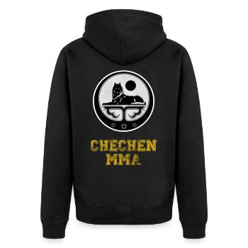 Chechen MMA Chechnya Flag - Unisex Premium Bio Zip Hoodie - Schwarz - Hinten - Nico (187cm)