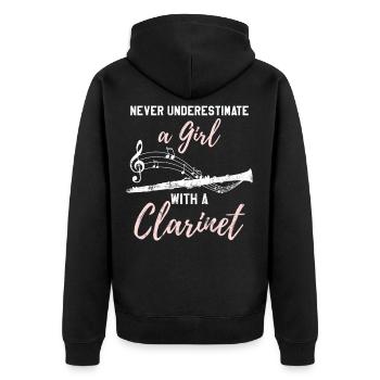 Clarinette idée cadeau femme clarinette - Veste à capuche bio Premium Unisexe - noir - Dos - Nico (187cm)
