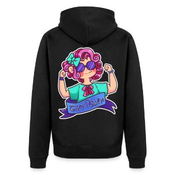 Powerfrau Girlpower Powergirl Frauenpower Geschenk - Unisex Premium Bio Zip Hoodie - Schwarz - Hinten - Nico (187cm)