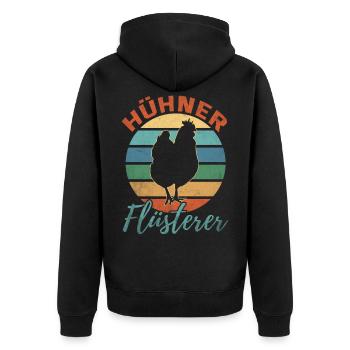 Hühner Flüsterer Huhn Lustig Hühnerstall Geschenk - Unisex Premium Bio Zip Hoodie - Schwarz - Hinten - Nico (187cm)