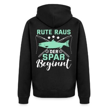 Lustige Angler Fischer Fischerhut Angel Geschenk - Unisex Premium Bio Zip Hoodie - Schwarz - Hinten - Nico (187cm)