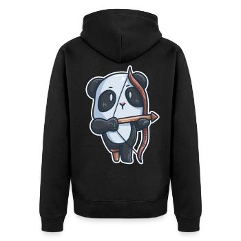 Panda Archery Disability Denture Gift - Unisex Premium Organic Zip Hoodie - black - Back - Nico (187cm)