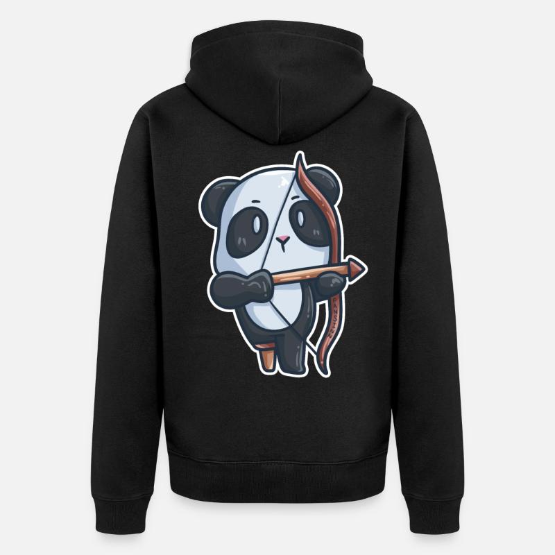 Panda Archery Disability Denture Gift - Unisex Premium Organic Zip Hoodie - black