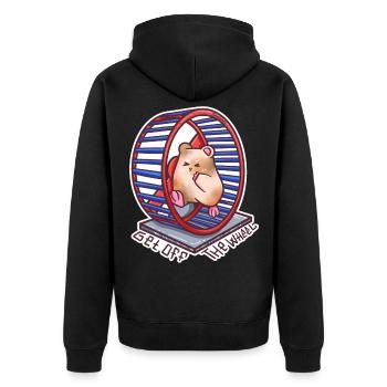 Hamster wheel metaphor running wheel routine animal gift - Unisex Premium Organic Zip Hoodie - black - Back - Nico (187cm)