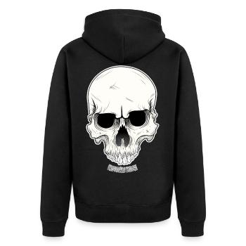 Skull Skull - Unisex Premium Organic Zip Hoodie - black - Back - Nico (187cm)