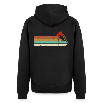 Climber climbing mountains retro - Unisex Premium Organic Zip Hoodie - black - Back - Nico (187cm)