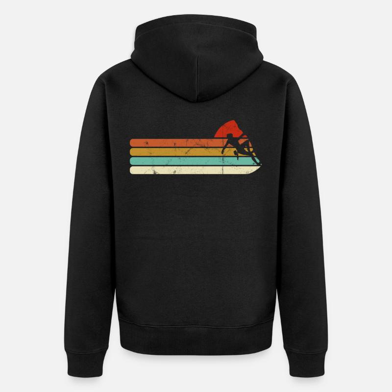 Kletterer Klettern Berge Retro - Unisex Premium Bio Zip Hoodie - Schwarz
