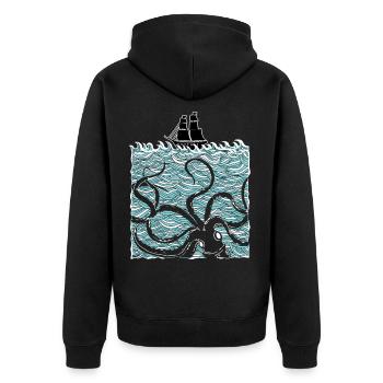 monstre marin pieuvre pieuvre mer animal cadeau - Veste à capuche bio Premium Unisexe - noir - Dos - Nico (187cm)