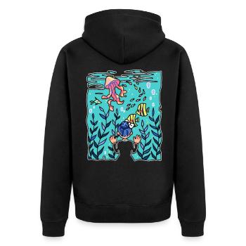 Aquarium méduse Poissons Eau Cartoon Cadeau - Veste à capuche bio Premium Unisexe - noir - Dos - Nico (187cm)