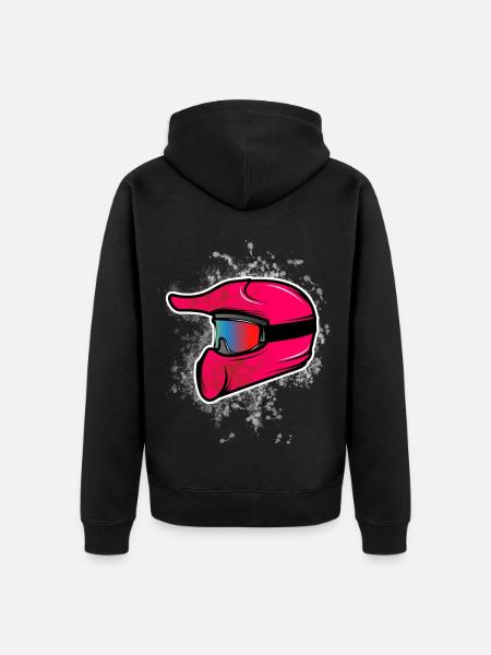 Motocross Helm Pink - Unisex Premium Bio Zip Hoodie - Schwarz