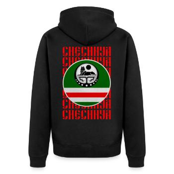 Drapeau tchétchène, équipement tchétchène borz, loup tchétchène - Veste à capuche bio Premium Unisexe - noir - Dos - Nico (187cm)