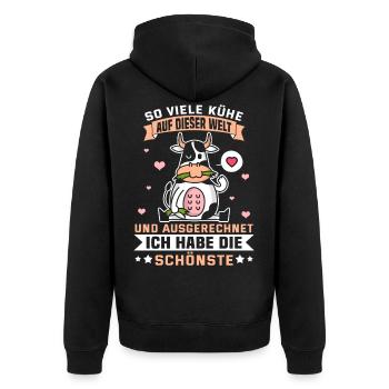 Lustige Kuh Rinder Spruch Landwirt Geschenk Geek - Unisex Premium Bio Zip Hoodie - Schwarz - Hinten - Nico (187cm)
